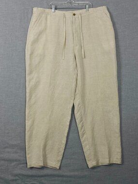 Cubavera Linen Blend Drawstring Pants Mens XXL Natural Color Relaxed Fit